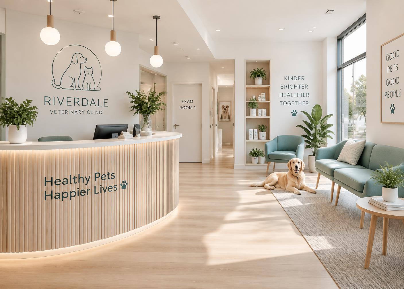 Bright Riverdale Veterinary Clinic reception and waiting area